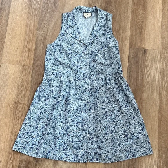Tuckernuck Royal Shirt Dress Blue Hydrangea Lightweight Sleeveless Medium - Picture 2 of 9